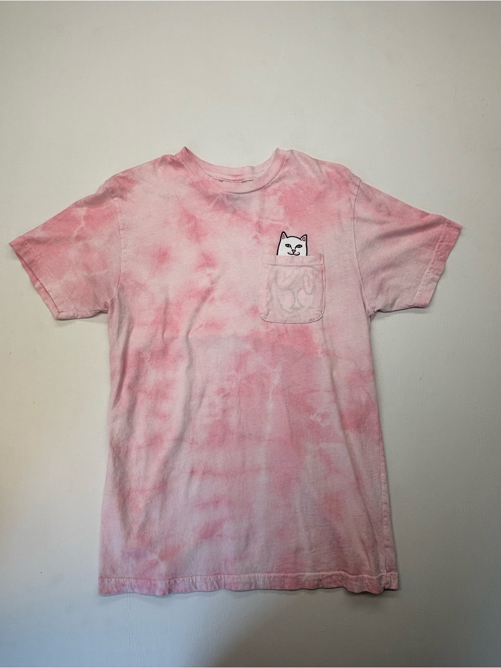 Ripndip Pink Tie-Dye Pocket Tee with Cat Patch - Kids